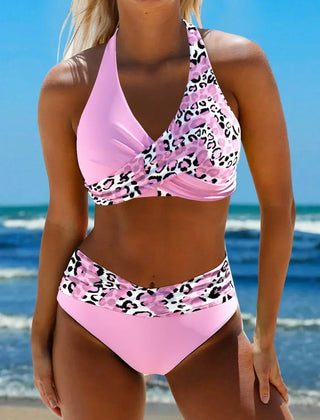 Delphine | Criss Cross Bikini with High Waist – Pink