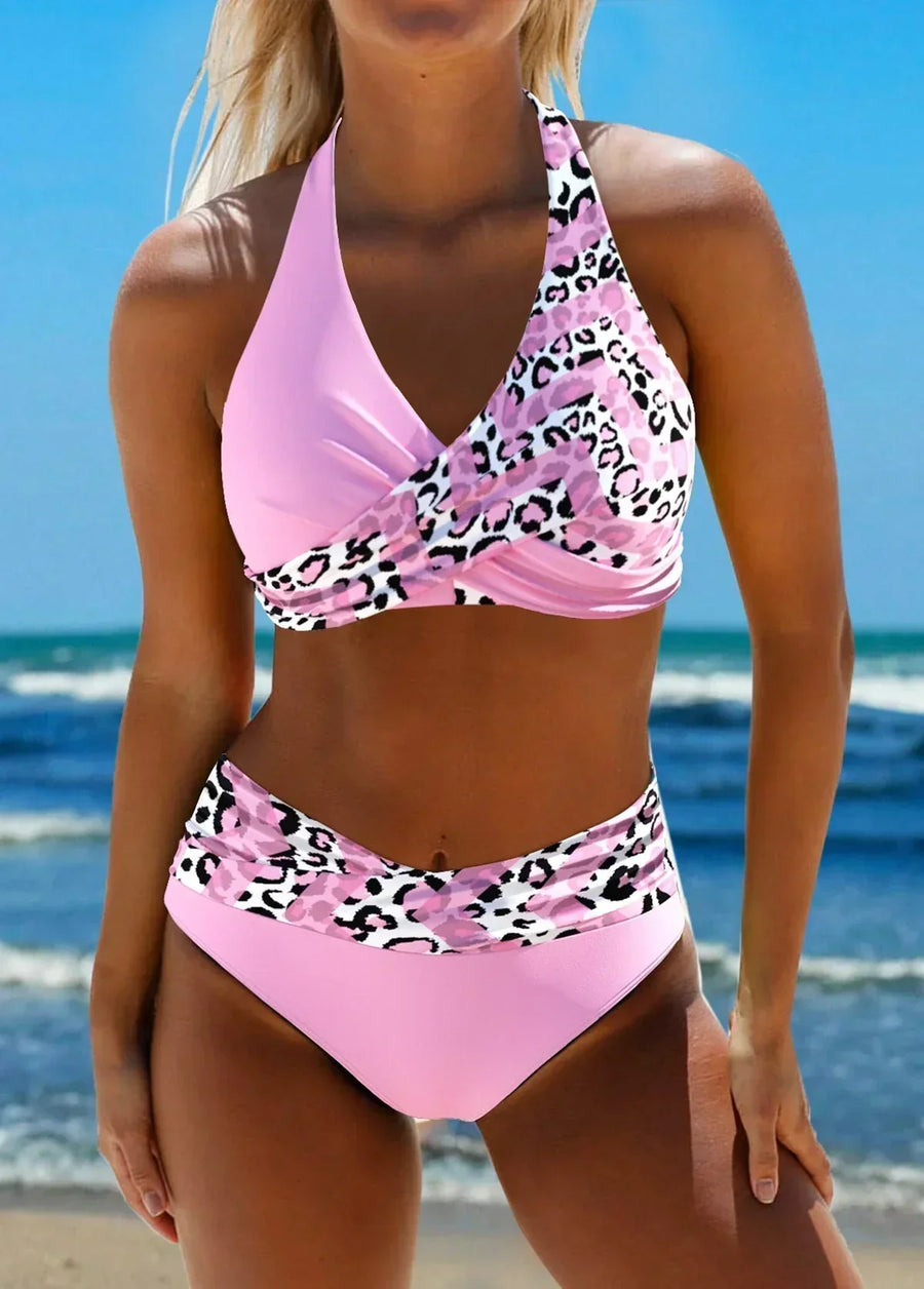 Delphine | Criss Cross Bikini with High Waist – Pink