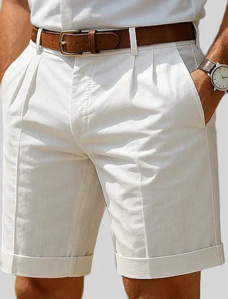 Vaughn | Pleated Front Summer Shorts – White
