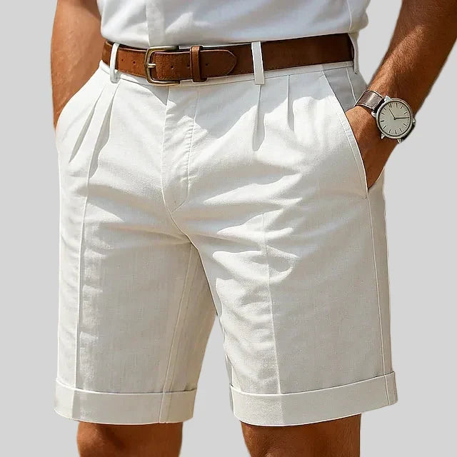 Vaughn | Pleated Front Summer Shorts – White