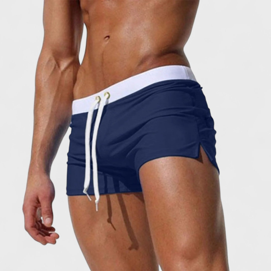 Emmett | Quick-Dry Drawstring Swim Shorts – Blue
