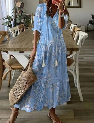 Lavinia | Boho Dress with Flattering Fit – Light Blue