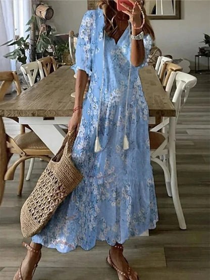 Lavinia | Boho Dress with Flattering Fit – Light Blue
