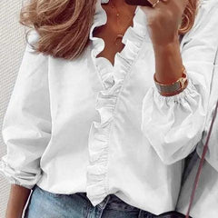 Marigold | Flutter Sleeve Ruffle Blouse – White