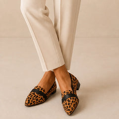 Orianne | Pointed Toe Penny Loafers – Leopard Print