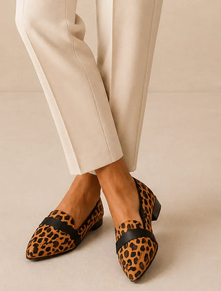 Orianne | Pointed Toe Penny Loafers – Leopard Print