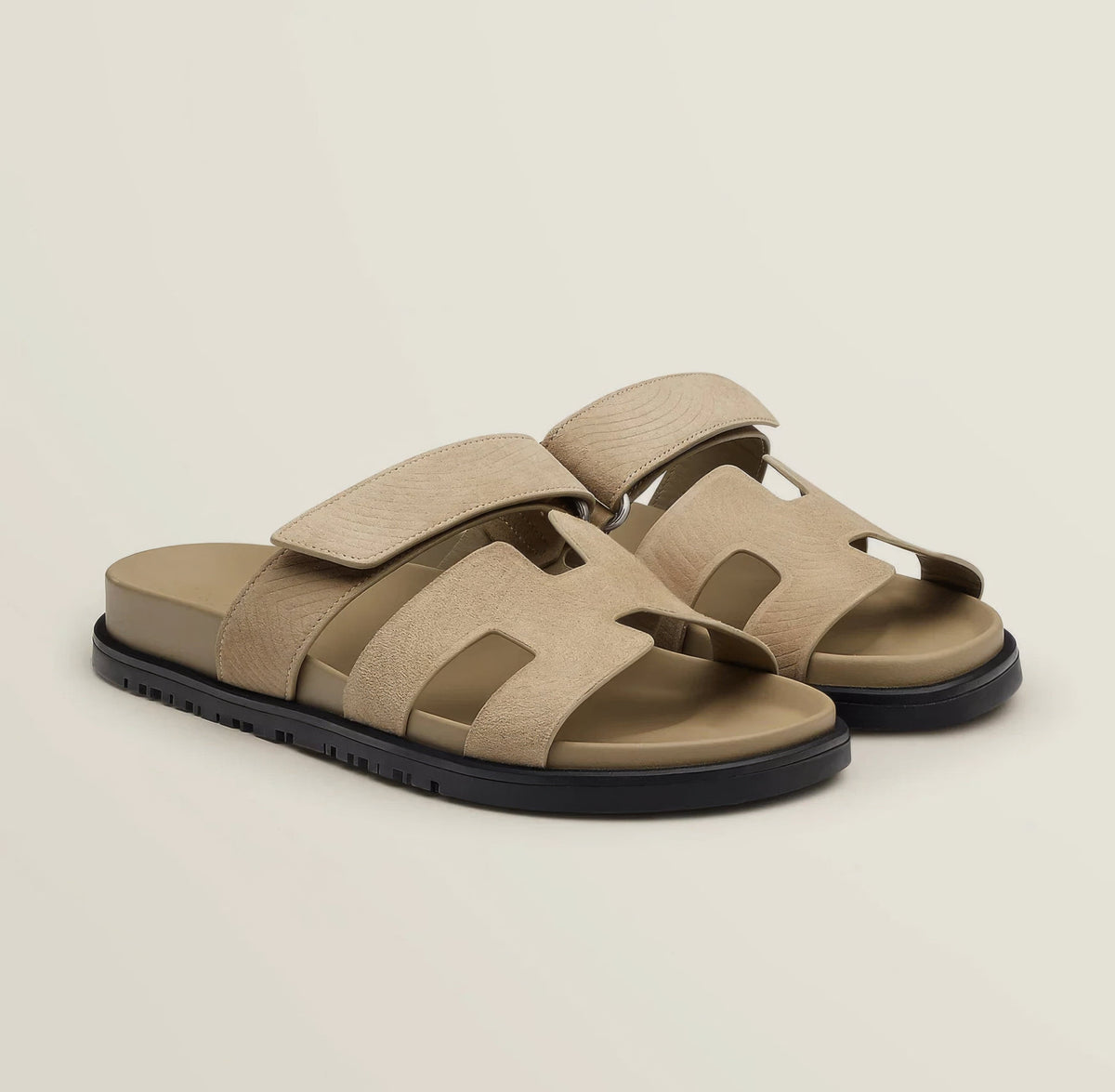 Tallulah | Cut-Out Flat Slip-On Sandals – Beige