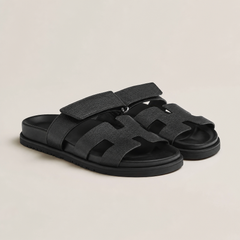 Tallulah | Cut-Out Flat Slip-On Sandals – Black
