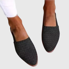 Joss | Woven Leather Flat Slip-On Sandals – Black