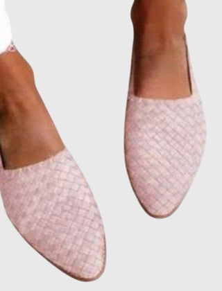 Joss | Woven Leather Flat Slip-On Sandals – Light Pink