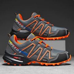 Ansel | Men's Durable Outdoor Hiking Shoes – Orange & Grey
