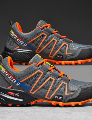 Ansel | Men's Durable Outdoor Hiking Shoes – Orange & Grey