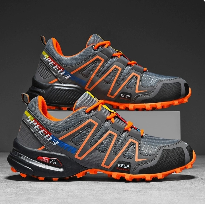 Ansel | Men's Durable Outdoor Hiking Shoes – Orange & Grey