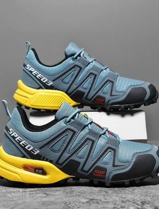 Ansel | Men's Durable Outdoor Hiking Shoes – Blue & Yellow