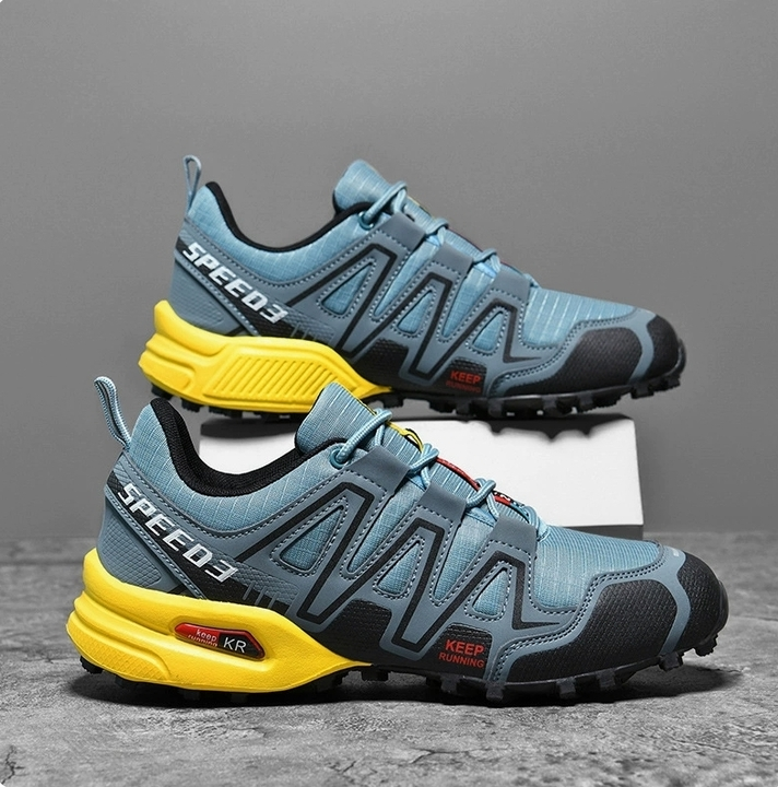 Ansel | Men's Durable Outdoor Hiking Shoes – Blue & Yellow