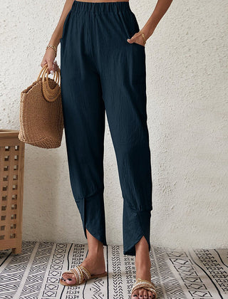 Sylvie | Women's Pants with Split Hem – Blue