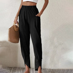 Sylvie | Women's Pants with Split Hem – Black