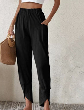 Sylvie | Women's Pants with Split Hem – Black